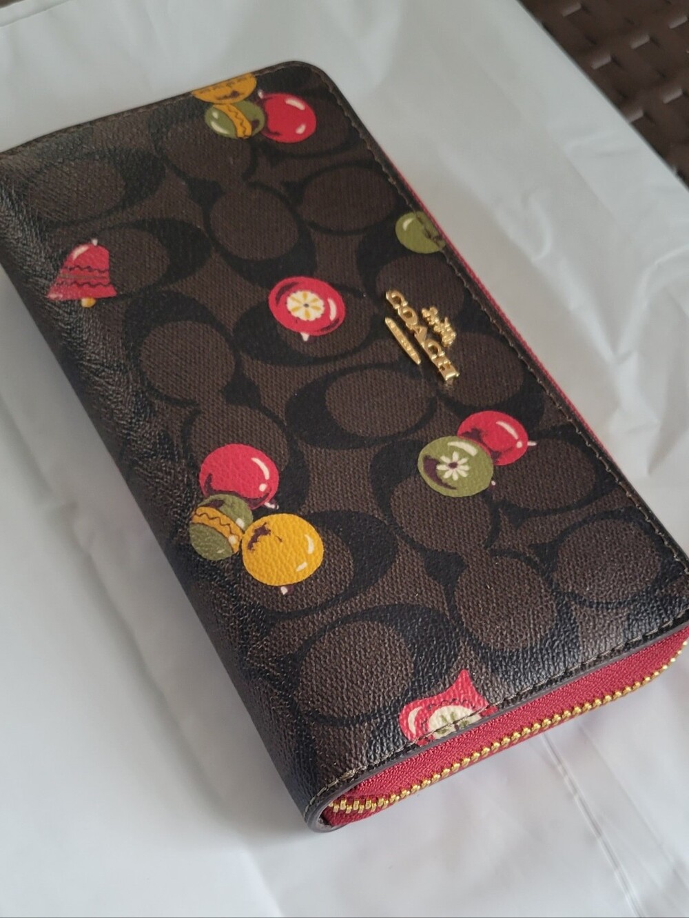 COACH long zip-up canvas wallet with ornament print